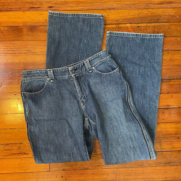 MaxMara Weekend Low Rise Flare Jeans Sz 8 Side Stripe Medium Wash Denim - Picture 1 of 10